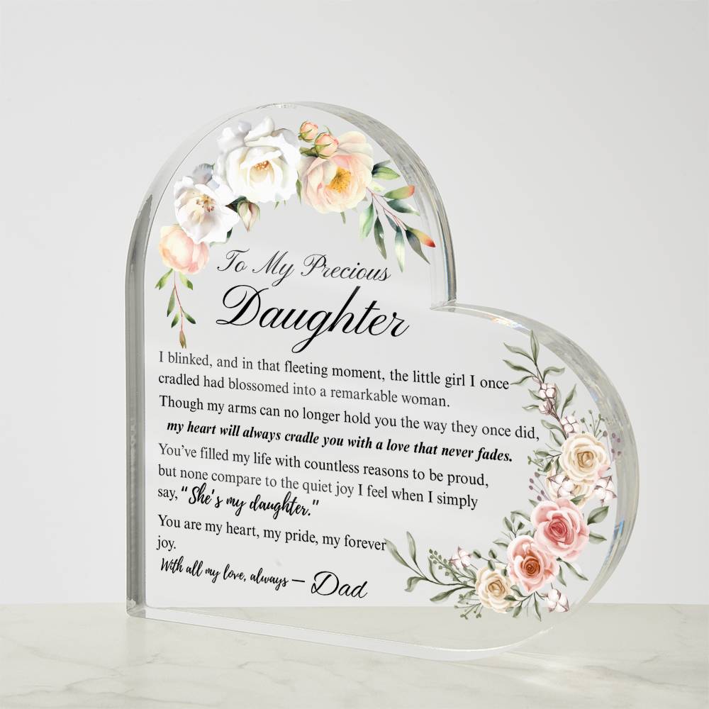To My Daughter - Acrylic Heart Plaque - Birth Month