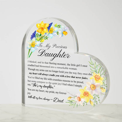 To My Daughter - Acrylic Heart Plaque - Birth Month
