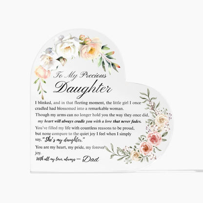To My Daughter - Acrylic Heart Plaque - Birth Month